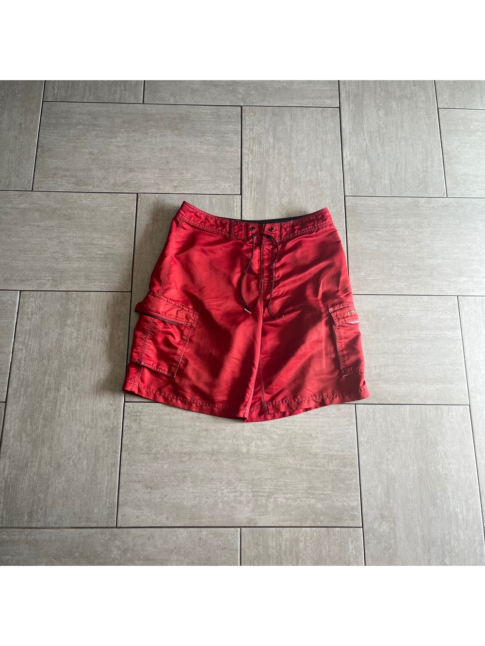 O'Neill Red Cargo Swim Shorts with Drawstring Waist